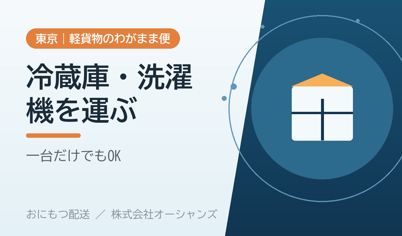 冷蔵庫・洗濯機だけ運びたい｜大型家電の移動・運搬の方法【東京・わがまま便】