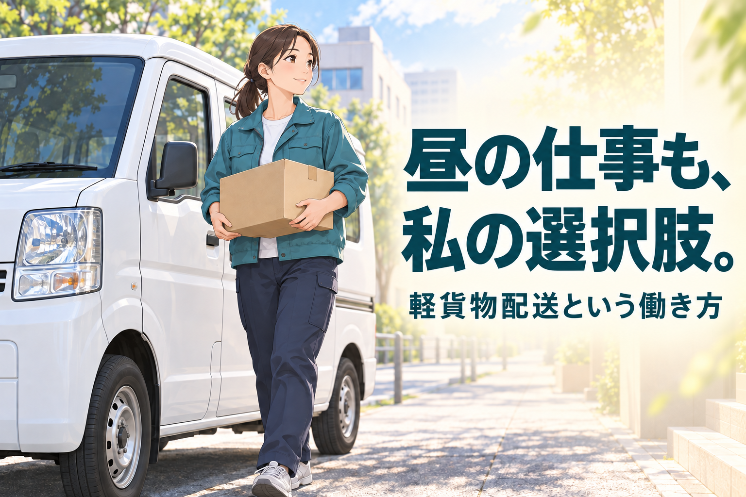 昼の仕事も、私の選択肢。軽貨物配送という働き方｜女性ドライバーのオリジナルイラスト