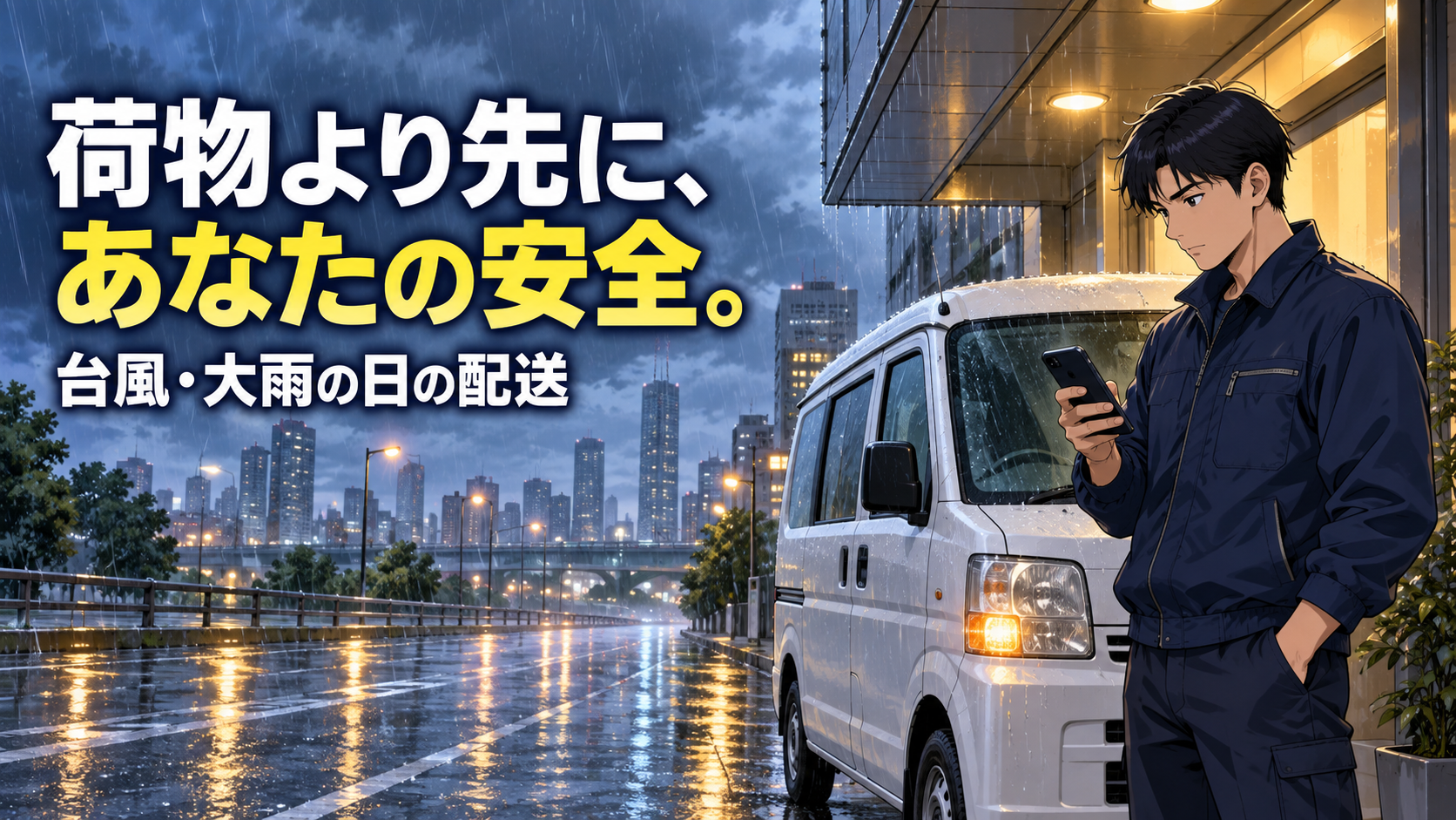 大雨の日の配送で、いちばん大事にしてほしいこと。荷物より先に、あなたの安全です
