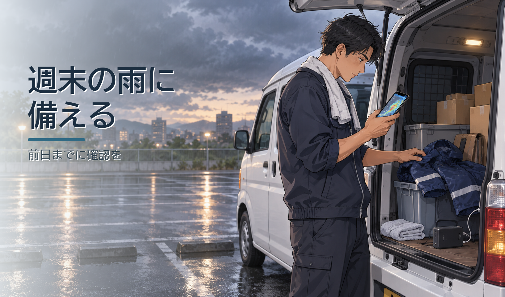 週末の大雨に備えて。軽貨物ドライバーが前日までに確認しておきたいこと